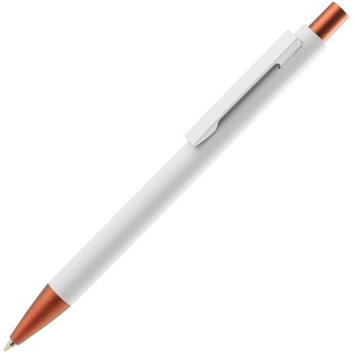 Ручка шариковая Chromatic White, белая с оранжевым фото 2
