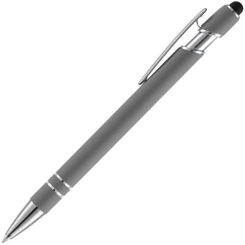 Ручка шариковая Pointer Soft Touch со стилусом, серая фото 3