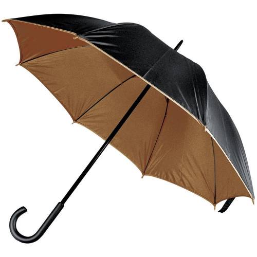 Зонт-трость Downtown, черный с коричневым фото 2