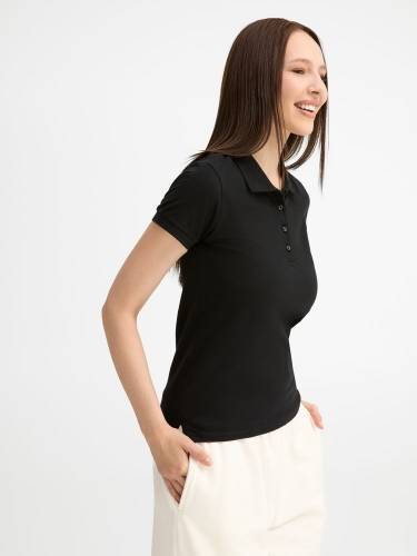 Рубашка поло женская People 210, черная фото 6