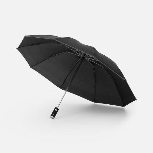 Зонт обратного сложения Norsken с фонариком, черный фото 2