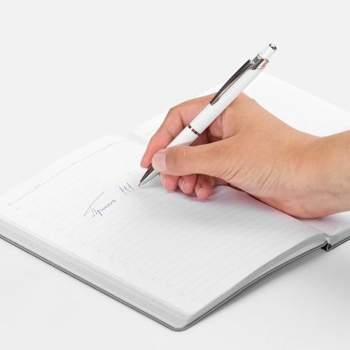 Ручка шариковая Chromos Soft Touch, белая фото 5