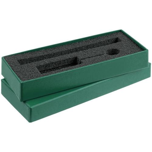 Коробка Notes с ложементом для ручки и флешки, зеленая фото 3
