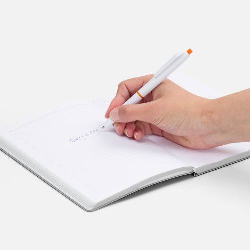 Ручка шариковая Bright Pop, белая с оранжевым фото 5