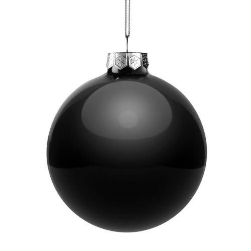 Елочный шар Finery Gloss, 10 см, глянцевый черный фото 3