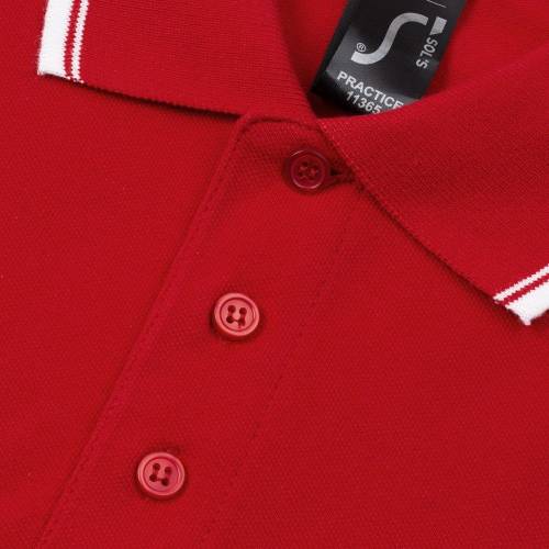 Рубашка поло мужская с контрастной отделкой Practice 270, красный/белый фото 4