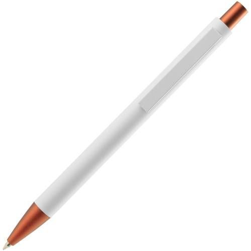Ручка шариковая Chromatic White, белая с оранжевым фото 4