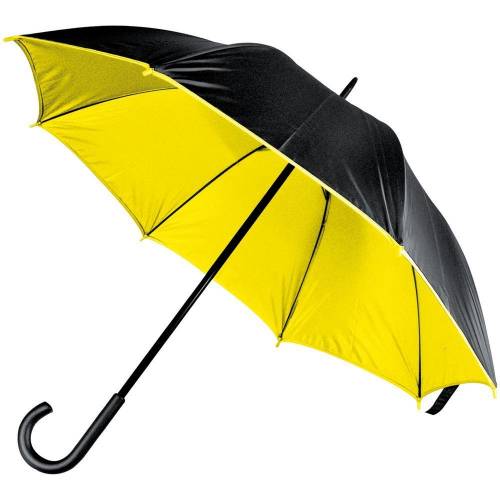 Зонт-трость Downtown, черный с желтым фото 2