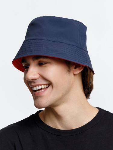 Панама Nylon двусторонняя, темно-синяя с красным фото 4