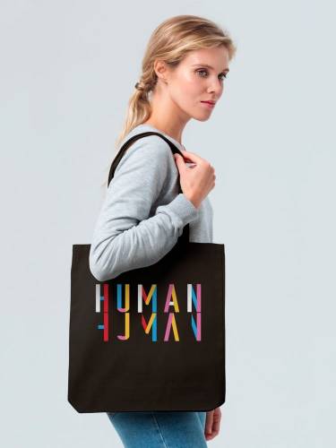 Холщовая сумка Human, черная фото 3