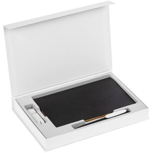 Коробка Silk с ложементом под ежедневник 13x21 см, флешку и ручку, белая фото 4