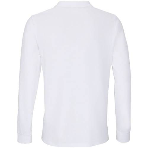 Рубашка поло унисекс с длинным рукавом Planet LSL, белая фото 4