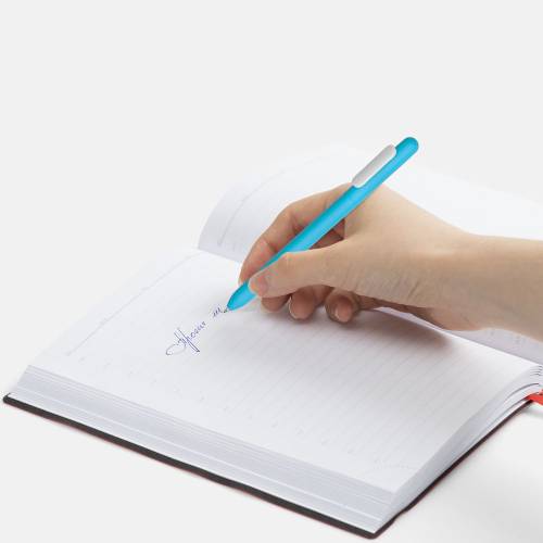 Ручка шариковая Swiper Soft Touch, голубая с белым фото 5