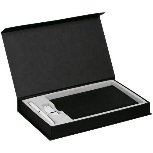 Коробка Horizon Magnet с ложементом под ежедневник, флешку и ручку, черная фото 3