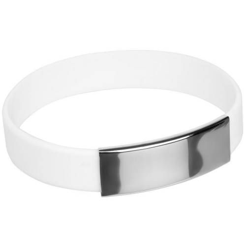 Силиконовый браслет Brisky с металлическим шильдом, белый фото 2