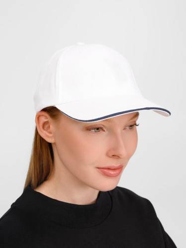 Бейсболка Buffalo, белая с темно-синим фото 9