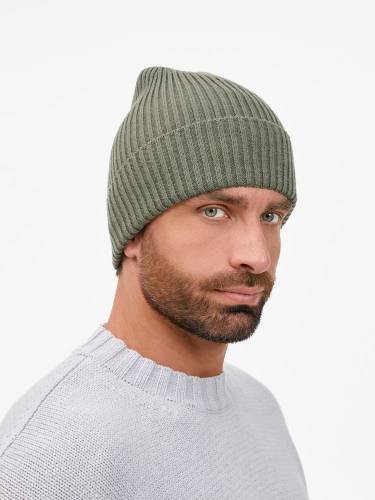 Шапка Catch Match без помпона, зеленая (полынь) фото 6