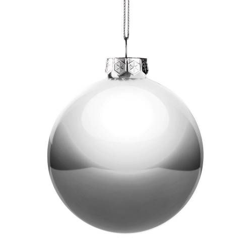 Елочный шар Finery Gloss, 10 см, глянцевый серебристый фото 3