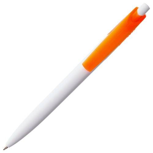 Ручка шариковая Bento, белая с оранжевым фото 4