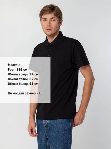 Рубашка поло мужская Spring 210, черная фото 5