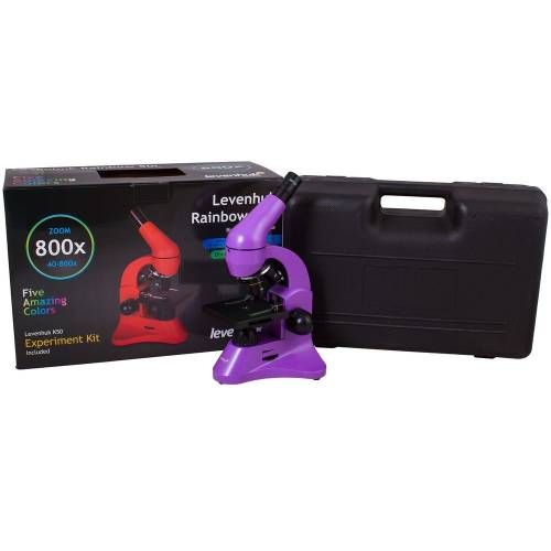 Монокулярный микроскоп Rainbow 50L с набором для опытов, фиолетовый фото 10