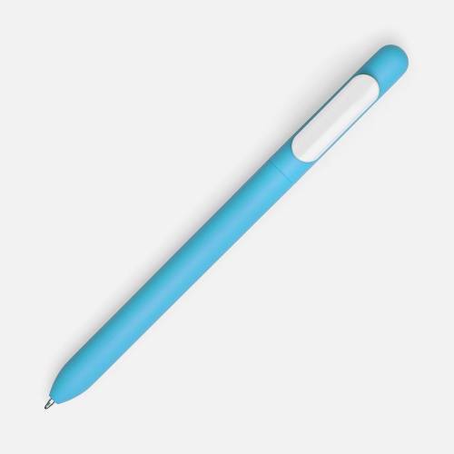 Ручка шариковая Swiper Soft Touch, голубая с белым фото 3