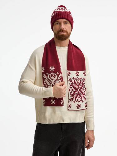 Шапка Wintertude, красная с белым фото 9