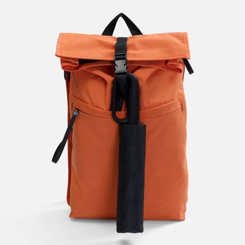 Зонт обратного сложения inLoop с ручкой-карабином, черный фото 10