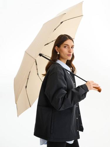 Зонт складной Cloudburst в подарочной упаковке, бежевый фото 9 Зонт складной Cloudburst в подарочной упаковке, бежевый фото 9