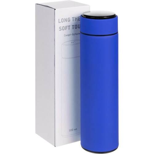 Смарт-бутылка с заменяемой батарейкой Long Therm Soft Touch, синяя фото 10
