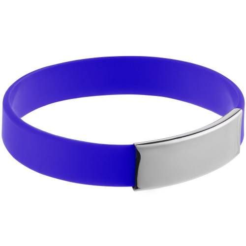 Силиконовый браслет Brisky с металлическим шильдом, синий фото 2