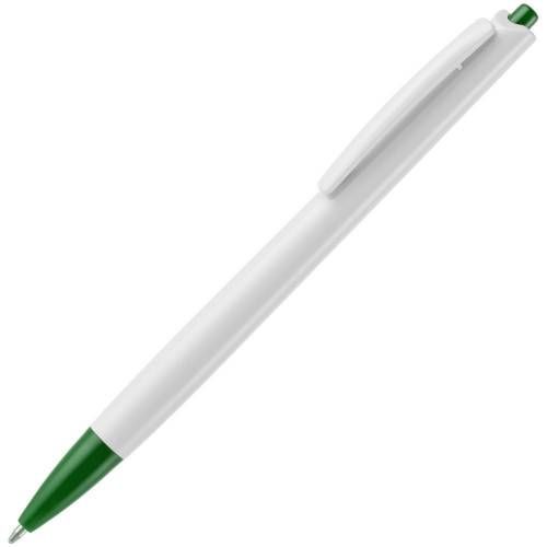 Ручка шариковая Tick, белая с зеленым фото 2