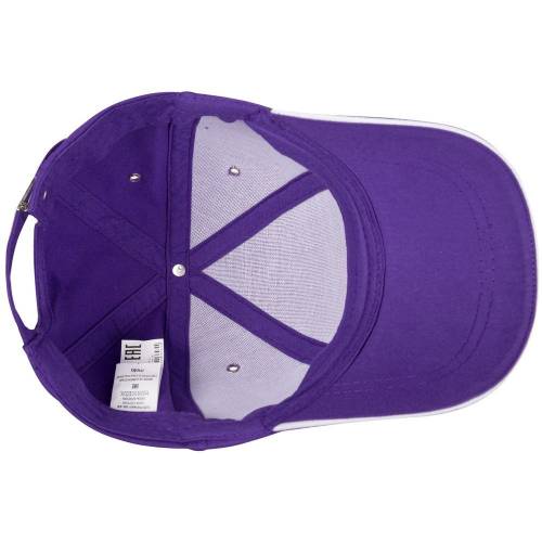 Бейсболка Canopy, фиолетовая с белым кантом фото 4