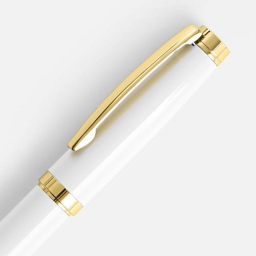 Ручка шариковая Letra Gold, глянцевая, белая фото 4