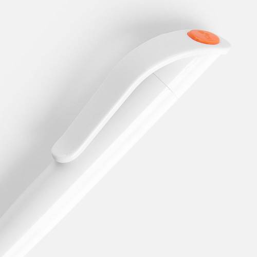Ручка шариковая Grip, белая с оранжевым фото 4