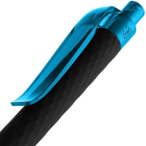 Ручка шариковая Prodir QS01 PRT-P Soft Touch, черная с голубым фото 6