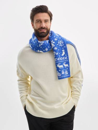 Шарф Holidale, синий с молочным фото 9