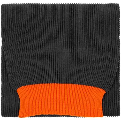 Шарф Snappy, темно-серый с оранжевым фото 2
