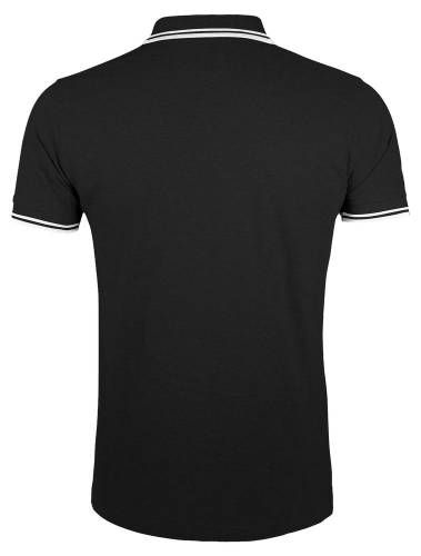 Рубашка поло мужская Pasadena Men 200 с контрастной отделкой, черная с белым фото 3