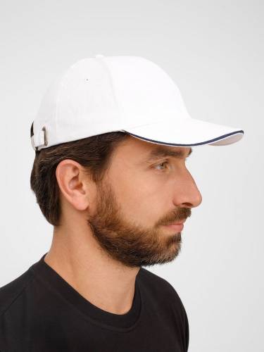 Бейсболка Buffalo, белая с темно-синим фото 8