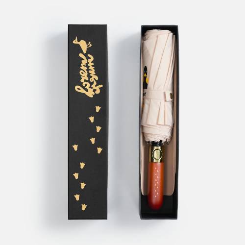 Зонт складной Cloudburst в подарочной упаковке, бежевый фото 13