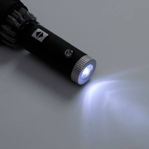 Зонт обратного сложения Norsken с фонариком, черный фото 9