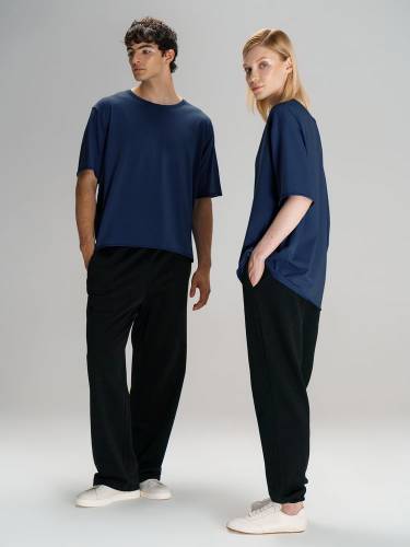 Футболка оверсайз унисекс Vozduh, темно-синяя фото 13