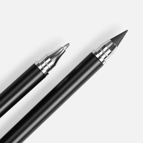 Ручка шариковая и вечный карандаш Diptych, черная фото 4
