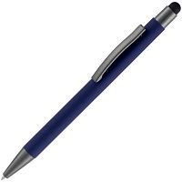 Ручка шариковая Atento Soft Touch со стилусом, темно-синяя