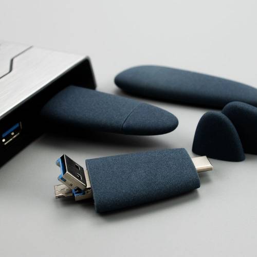 Флешка Pebble Universal, USB 3.0, серо-синяя, 32 Гб фото 10