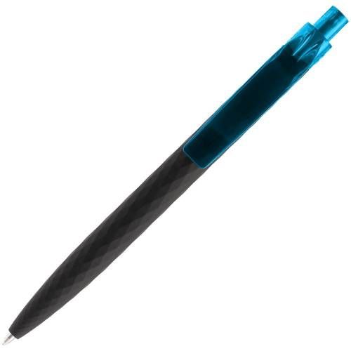 Ручка шариковая Prodir QS01 PRT-P Soft Touch, черная с голубым фото 5