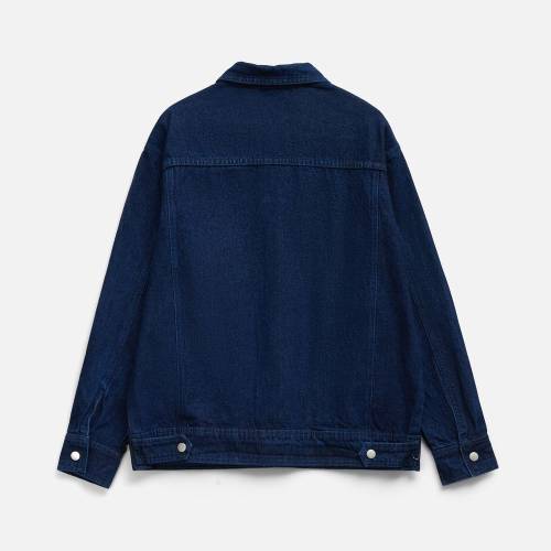 Куртка джинсовая O1, темно-синяя фото 3