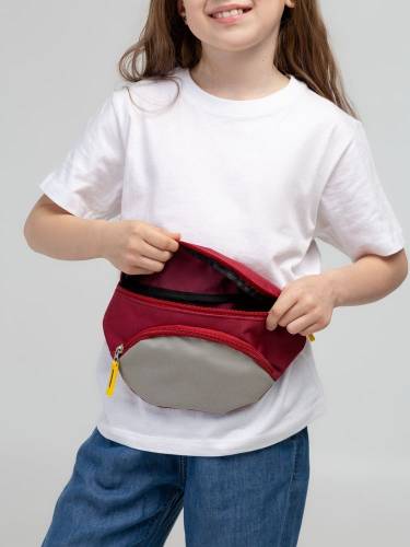 Поясная сумка детская Kiddo, бордовая с серым фото 7