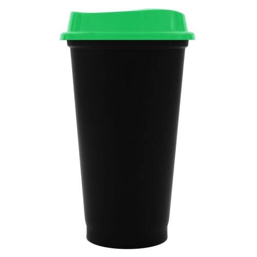 Стакан с крышкой Color Cap Black, черный с зеленым фото 2